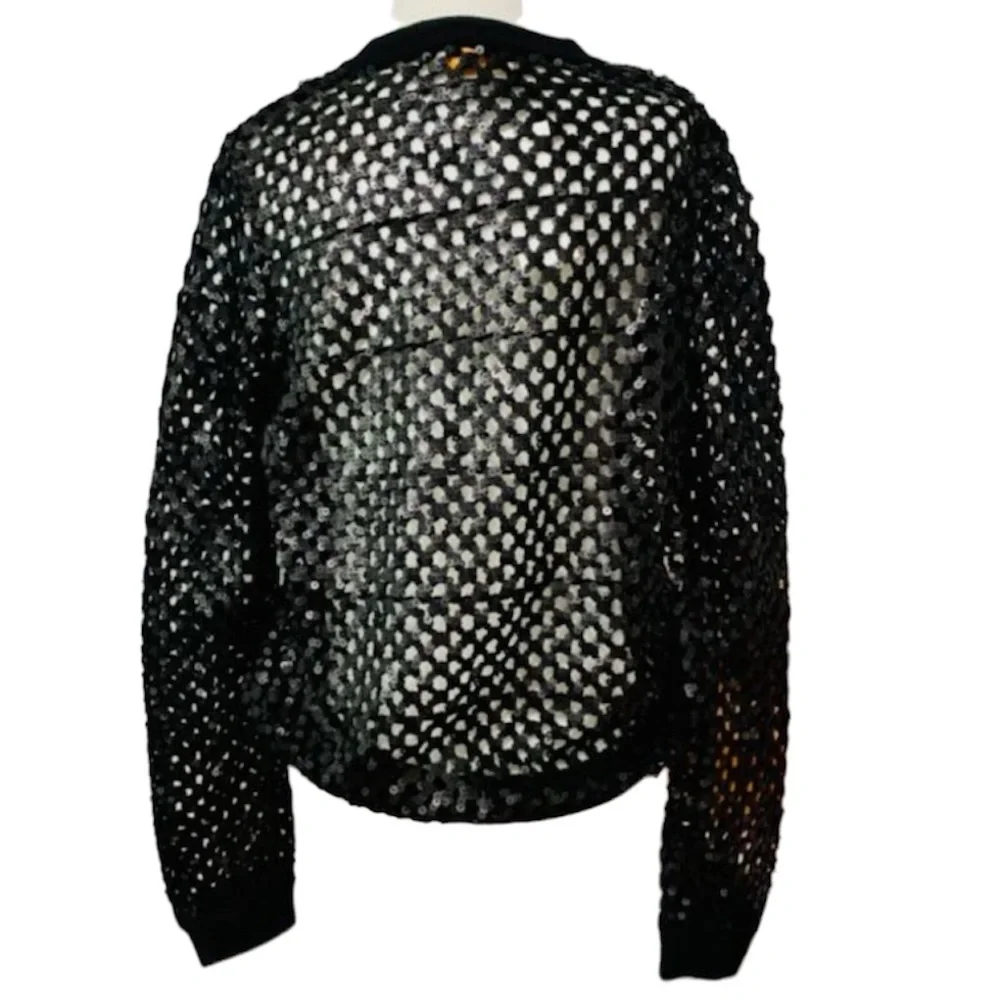 Tory Burch Black Sequin‎ Pullover Sweater Size Small Luxe Party Top